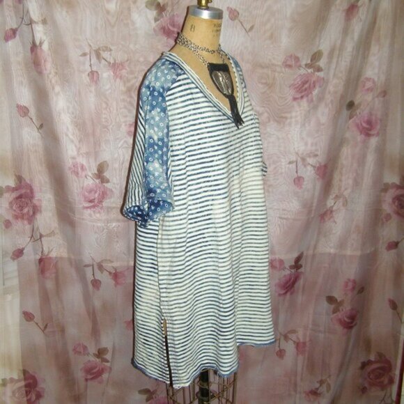 NWOT XS Free People We The Free Oversized fit True Blue Tee Tunic Top - Picture 7 of 11